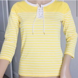 Ralph Lauren 3/4 sleeve yellow white striped tshirt size XS / Small